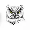 owl, right side, on branch  tattoo design idea