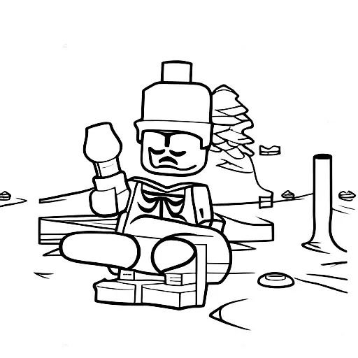 Lego Men sitting on a log and listen do music tattoo design idea