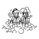 Lego Men sitting on a log and listen do music tattoo design idea