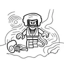 Lego Men sitting on a log and listen do music tattoo design idea