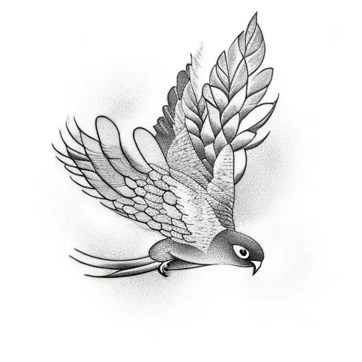 an olive branch and a flying bird whith lines around it  tattoo design idea