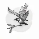 an olive branch and a flying bird whith lines around it  tattoo design idea