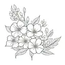 Simple fine line bouquet of birth month flowers flowers, january, march ,may, july, September, October  tattoo design idea