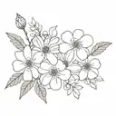 Simple fine line bouquet of birth month flowers flowers, january, march ,may, july, September, October  tattoo design idea