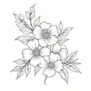 Simple fine line bouquet of birth month flowers flowers, january, march ,may, july, September, October  tattoo design idea