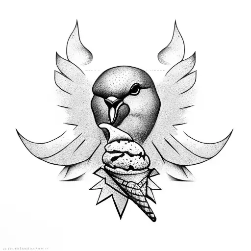 dove with ice cream tattoo design idea