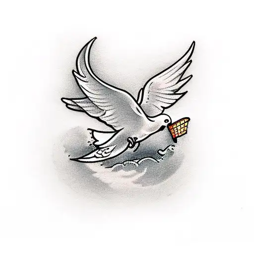 dove with ice cream tattoo design idea