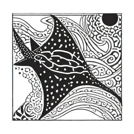 spotted eagle ray swimming tattoo design idea