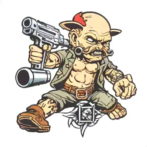 man gun baby drill tattoo design idea
