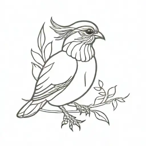 quail with feathers tattoo design idea
