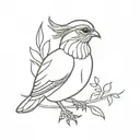 quail with feathers tattoo design idea