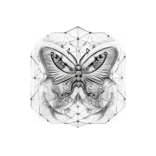 please create  butterflies, constellations, Sirrus clouds, and snakes tattoo design idea