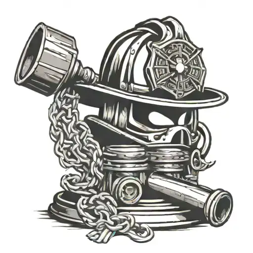 firefighter helmet and gavel intertwined tattoo design idea
