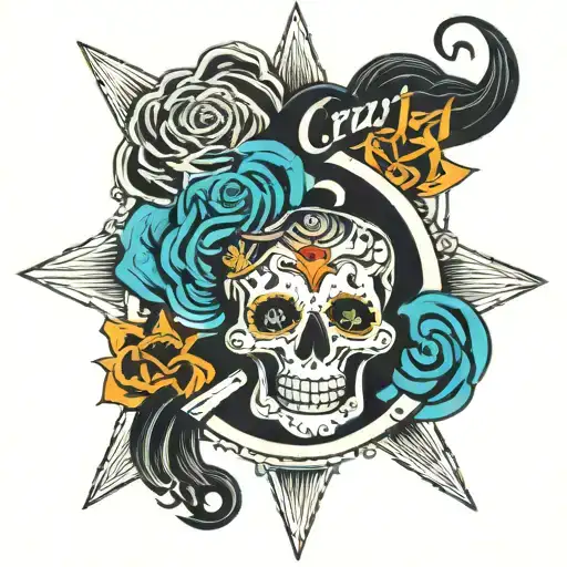 ;ast name loya and last name cruz tattoo design idea