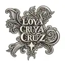 last name loya and last name cruz in old english font tattoo design idea