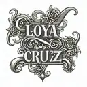 last name loya and last name cruz in old english font tattoo design idea