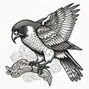 Peregrine falcon black and white small   mystical minimalist feminine  tattoo design idea