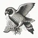 Peregrine falcon black and white small   mystical minimalist feminine  tattoo design idea