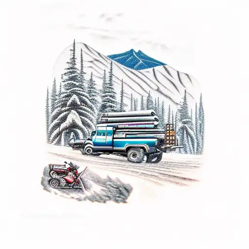 Kennedy, mountains, snow, snowmobile, motocross, drilling rig, coal, Wyoming tattoo design idea