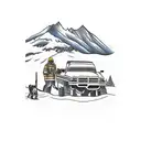 Kennedy, mountains, snow, snowmobile, motocross, drilling rig, coal, Wyoming tattoo design idea