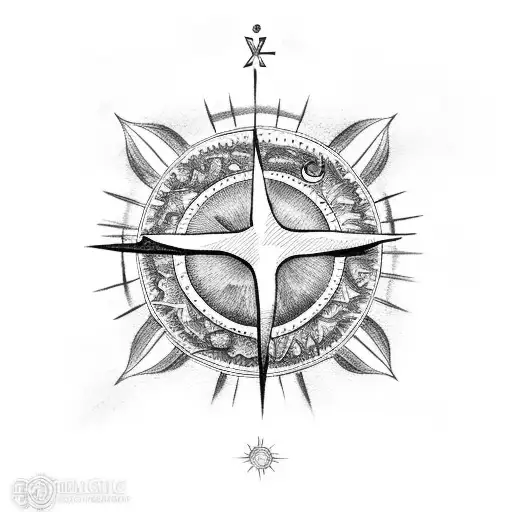 Christian Cross with sun and moon tattoo design idea