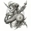 full sleeve with aquarius, aries, sagittarius, taurus, gemini, cancer zodiak signe in realistic tattoo design idea