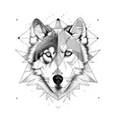 dog half face wolf tattoo design idea
