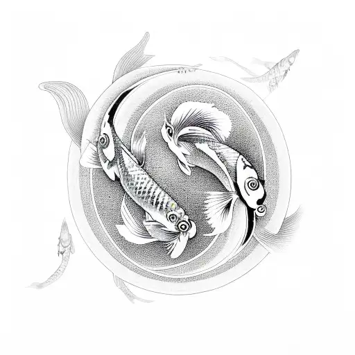 Koi Fish yin yan fibonacci tattoo design idea
