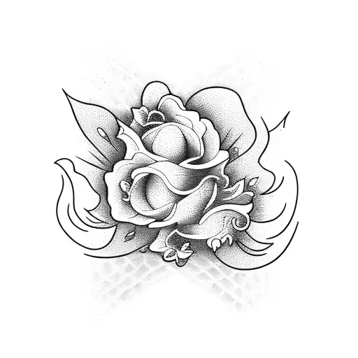 armband with wave and flowers tattoo design idea
