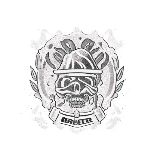 beer, marijuana blunts and meat behind a Capital letter tattoo design idea