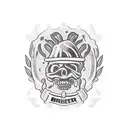 beer, marijuana blunts and meat behind a Capital letter tattoo design idea