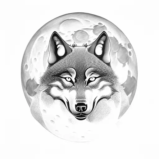A silhouette of a wolf howling at the moon, with the Deathly Hallows symbol hidden in the shadows tattoo design idea