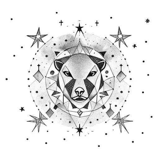 Ursa Major constellation with stars as elements four friends family travel and stars  tattoo design idea