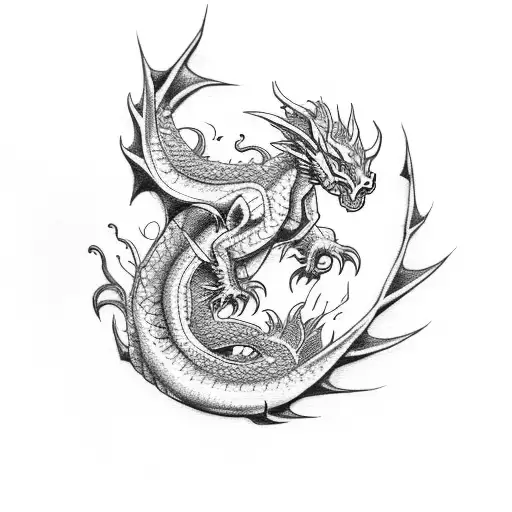 tiny dragon  tattoo design idea