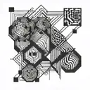 random lines connecting different tattoo design idea