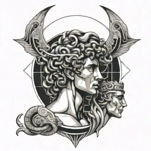 perseus holding medusa head tattoo design idea