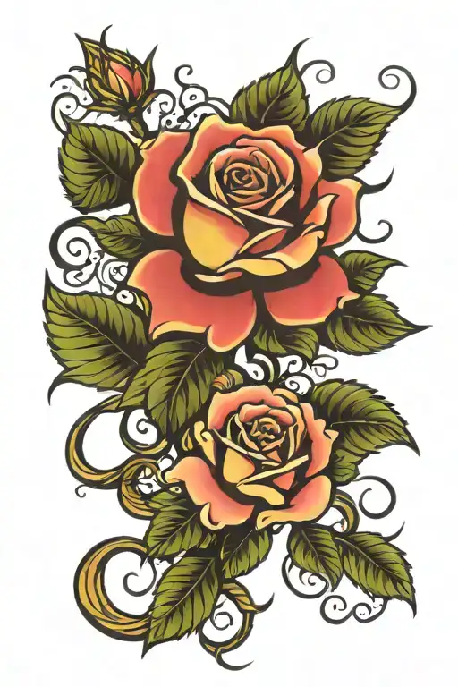 Neo Traditional Old School Rose Tattoo Tattoo BlackInk AI