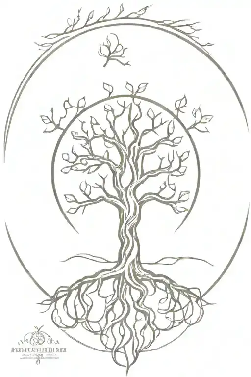 norse yggdrasil tree tattoo design idea