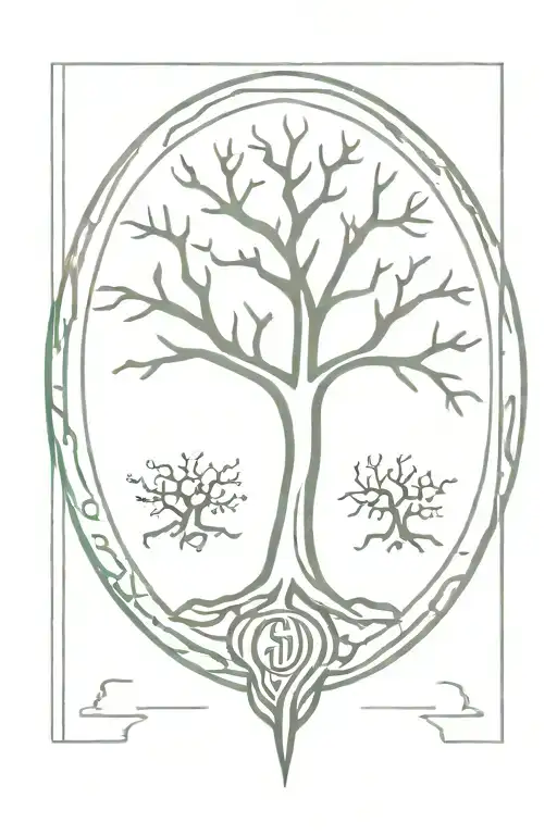 norse yggdrasil tree and protection symbol tattoo design idea