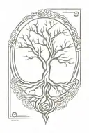 norse yggdrasil tree and protection symbol tattoo design idea