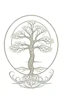 norse yggdrasil tree with helm of awe tattoo design idea