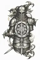 full armor of god symbol in alchemy tattoo design idea