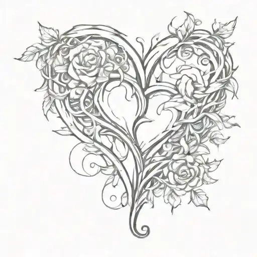 D and M in heart shape tattoo design idea