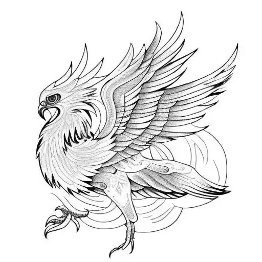 A majestic phoenix rising from the ashes tattoo design idea