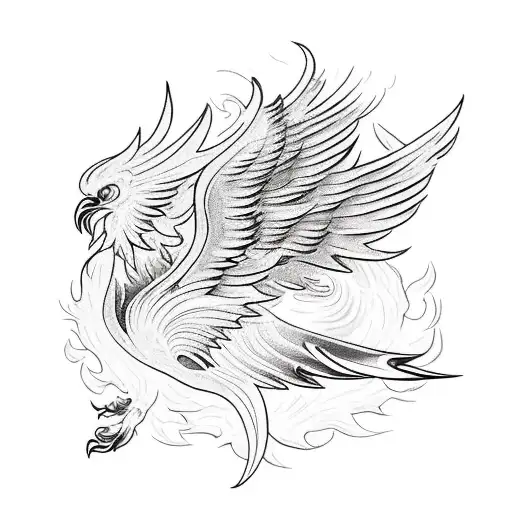 A majestic phoenix rising from the ashes tattoo design idea
