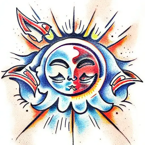Sun and Moon tattoo design idea