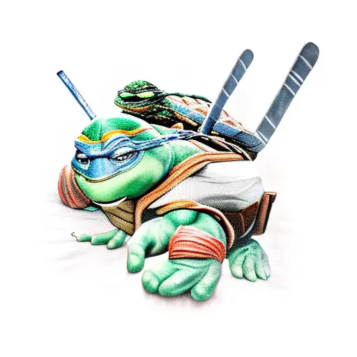 teenage mutant ninja turtles hockey tattoo design idea