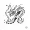 Dragon with  hedwig from harry potter tattoo design idea