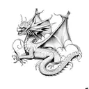 Dragon with  hedwig from harry potter tattoo design idea