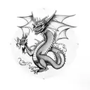 Dragon with  hedwig from harry potter tattoo design idea